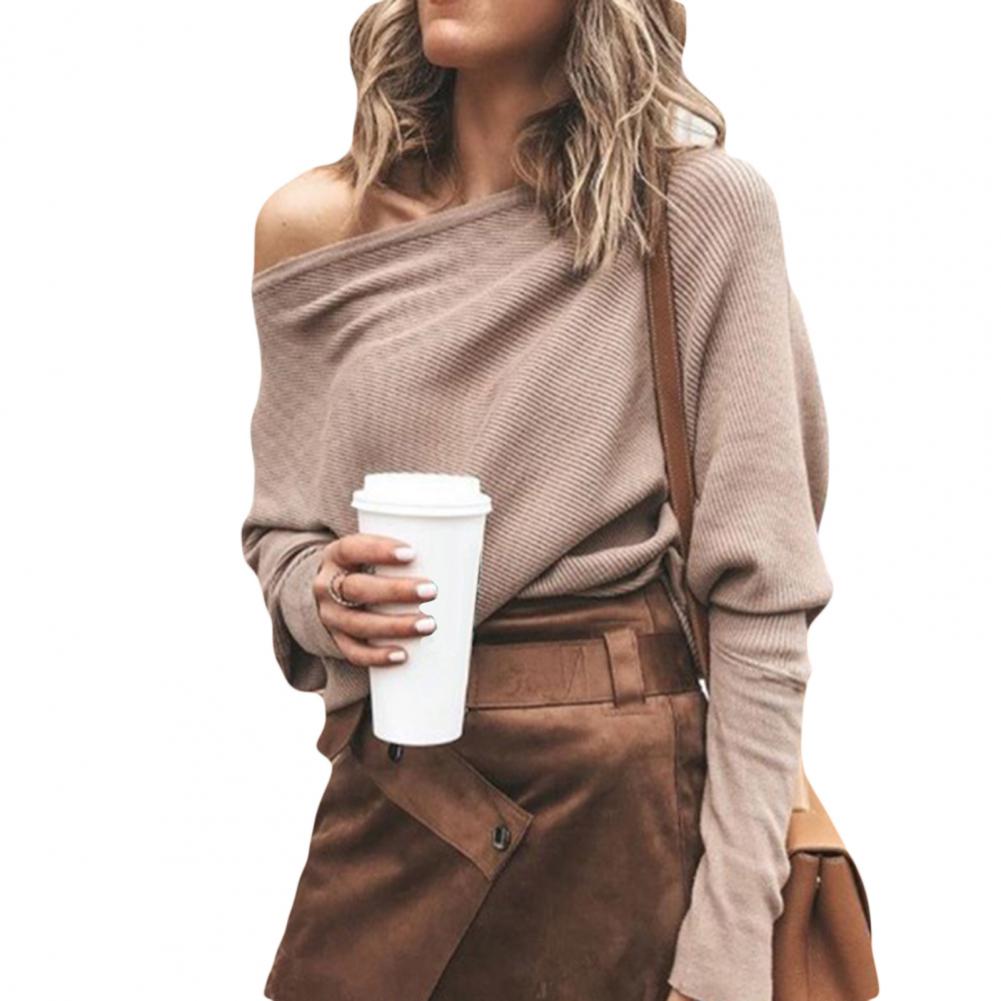 Levoire | Pull À Manches Chauve-Souris Modèle Ample Off Shoulder Pull Femme Braun