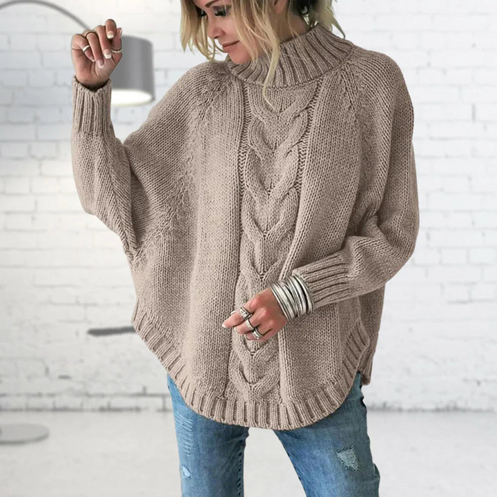 Levoire | Pull Batwing Coupe Décontractée Pull En Câble Tricot Féminin Khaki