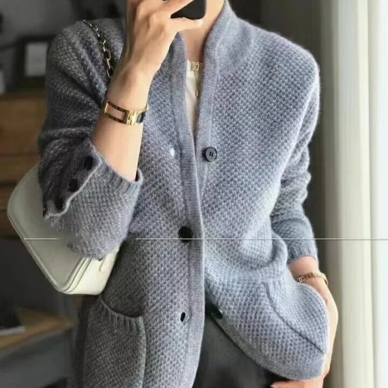Levoire | Pull À Bouton Chaud Veste En Tricot Vêtements Pour Femmes Gris Une taille