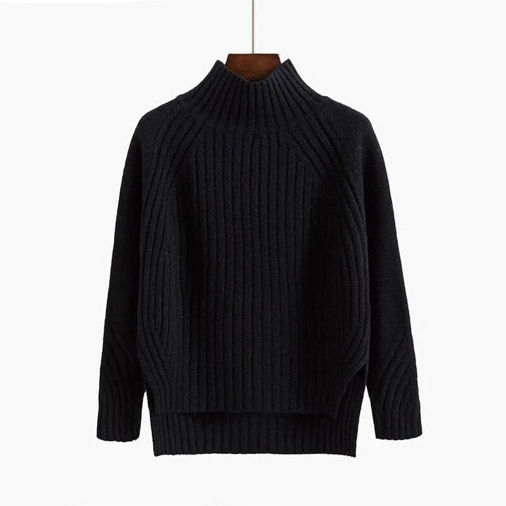 Levoire | Pull À Col Roulé Côtelé Mode De Tricot Pour Femmes Noir