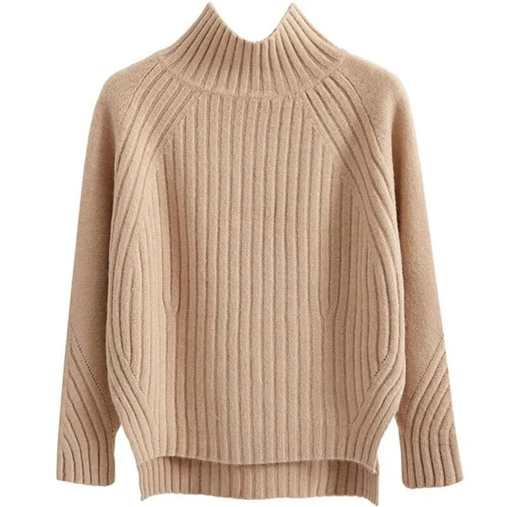 Levoire | Pull À Col Roulé Côtelé Mode De Tricot Pour Femmes Khaki