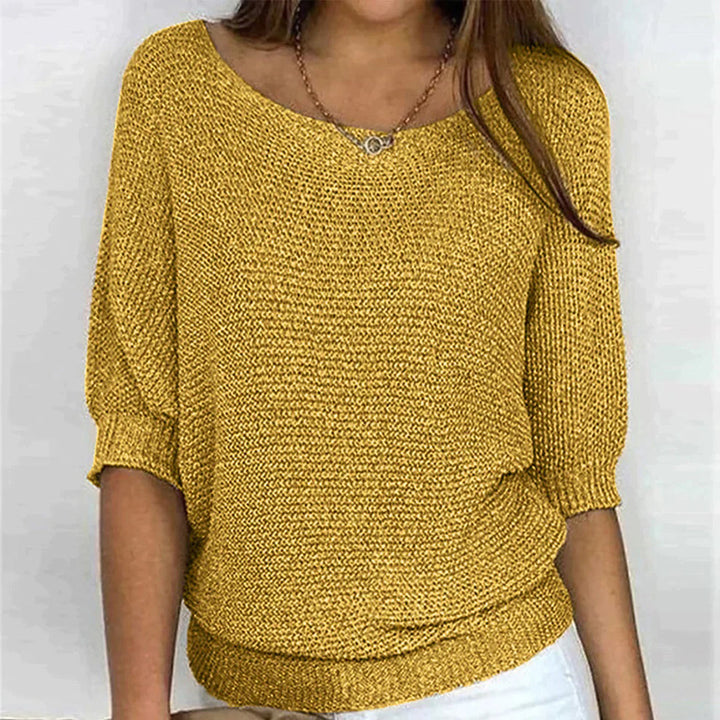 Levoire | Pull Manches Mi-Longues Coupe Lâche Blouse Vêtements Femme Jaune