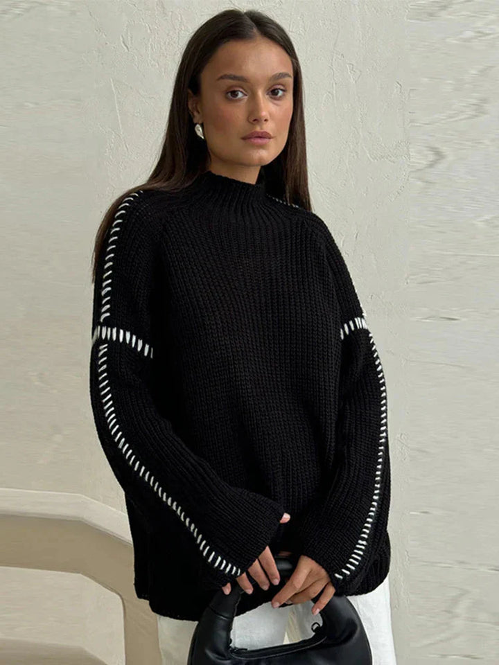 Levoire | Col Montant Modèle Décontracté Pullover Tricot Femmes Noir