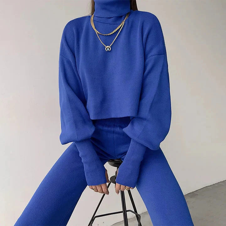Levoire | Ensemble Deux Pièces Femme Col Roulé Pantalon Taille Haute Jambe Ample Co Ord Set