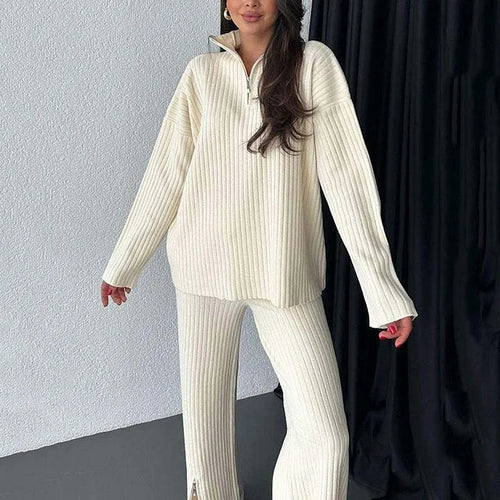 Levoire | Ensemble À Deux Pièces À Côtes Manches Longues Ensemble À Deux Pièces Vêtements De Détente Pour Femmes