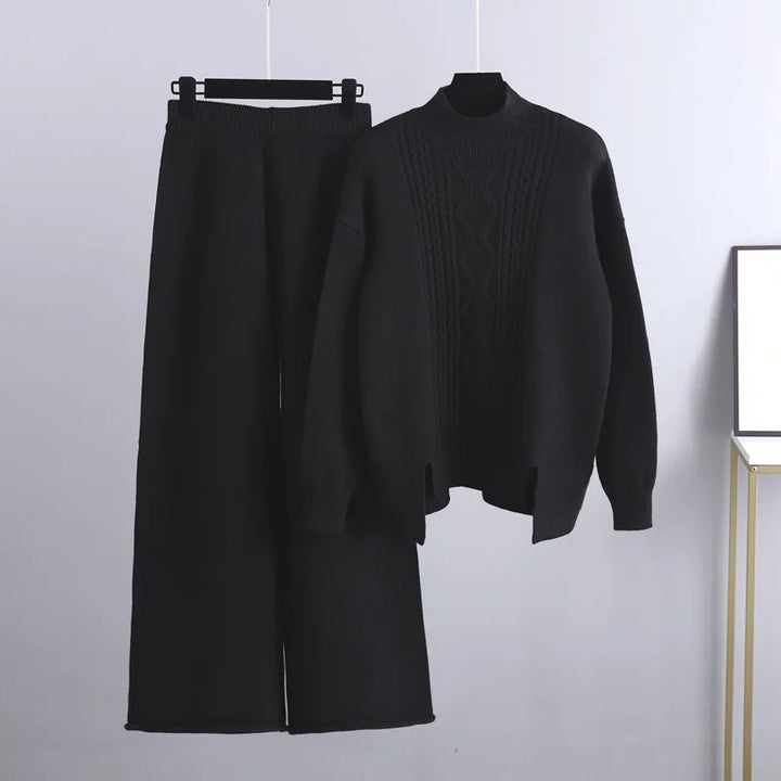 Levoire | Ensemble Deux Pièces Grandes Tailles Pantalons Larges Ensemble Deux Pièces Vêtements D'Intérieur Pour Femmes Noir Une taille