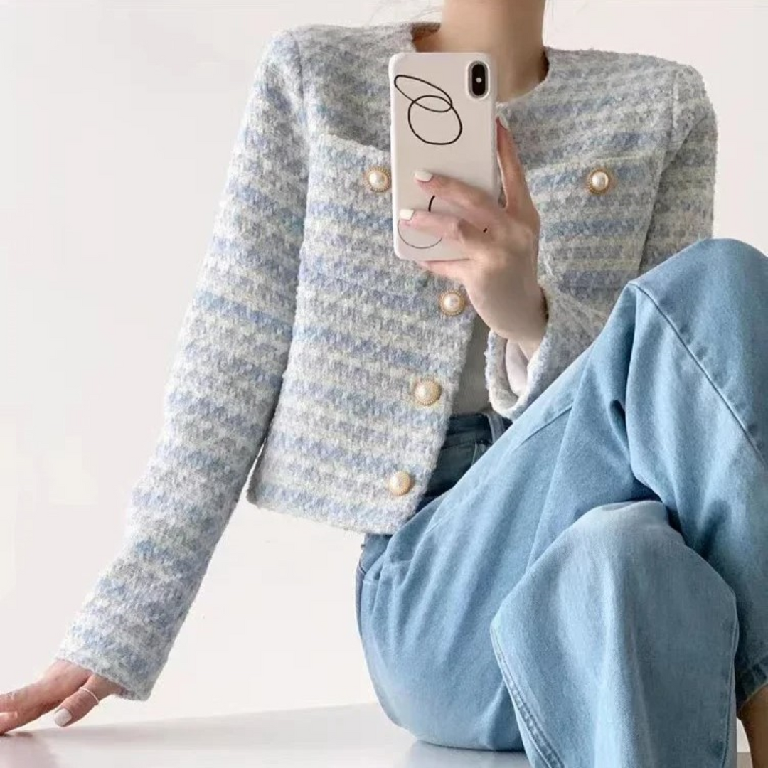 Levoire | Gilet Court De Style Avec Imprimé Tweed