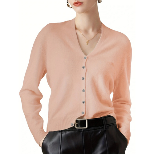 Levoire | Cardigan Avec Encolure V Simple Unicolore Manches Longues