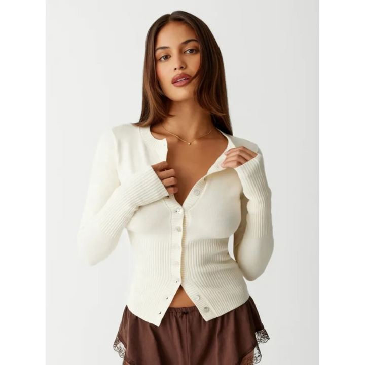 Levoire | Cardigan Avec Texture En Laine Rippée Et Une Poitrine Blanc