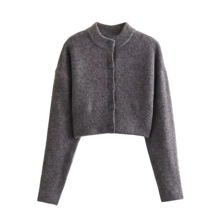 Levoire | Cardigan Avec Fermeture À Boutons Dans Le Style Vert Cropped Gris
