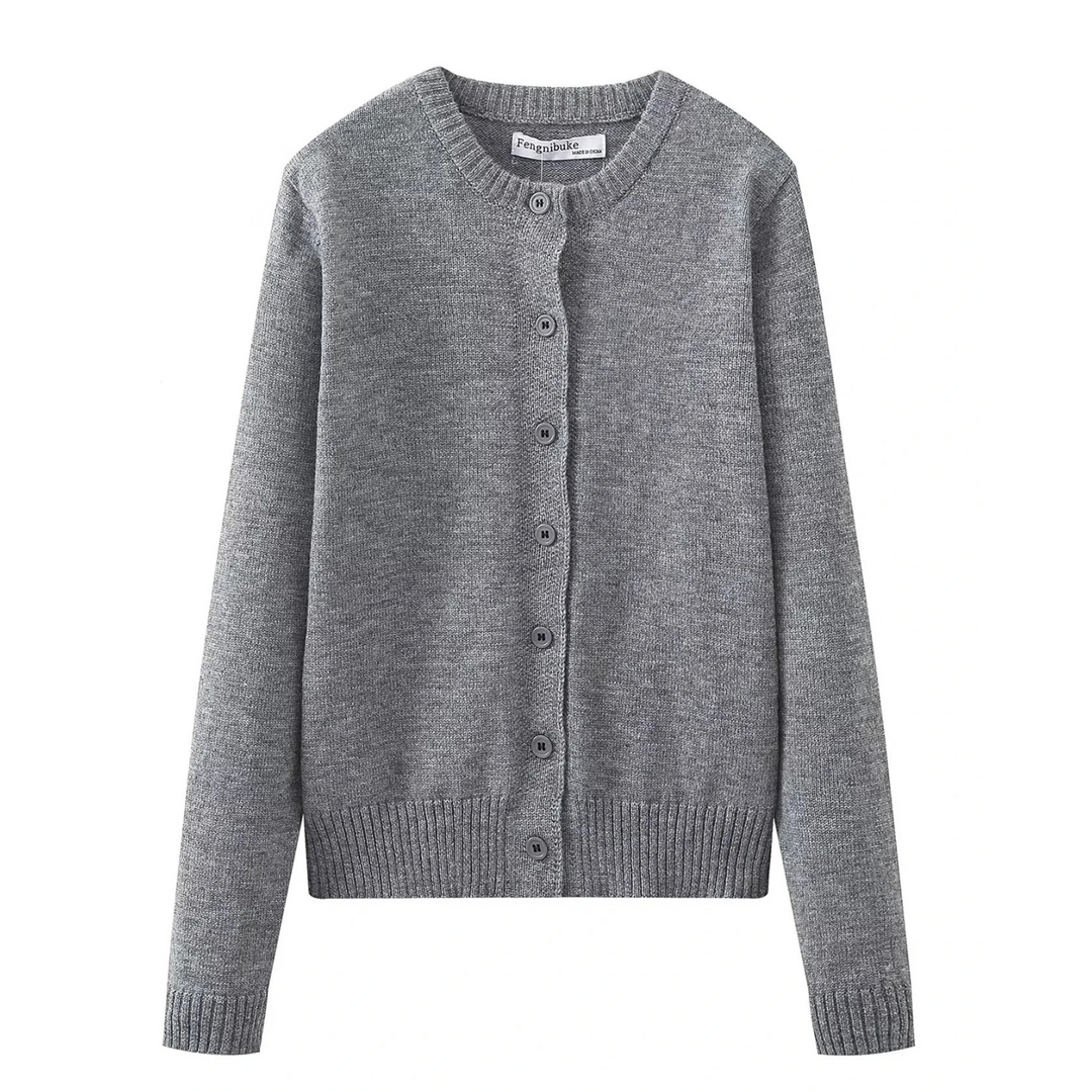 Levoire | Cardigan À Manches Longues Et Col Rond Gris