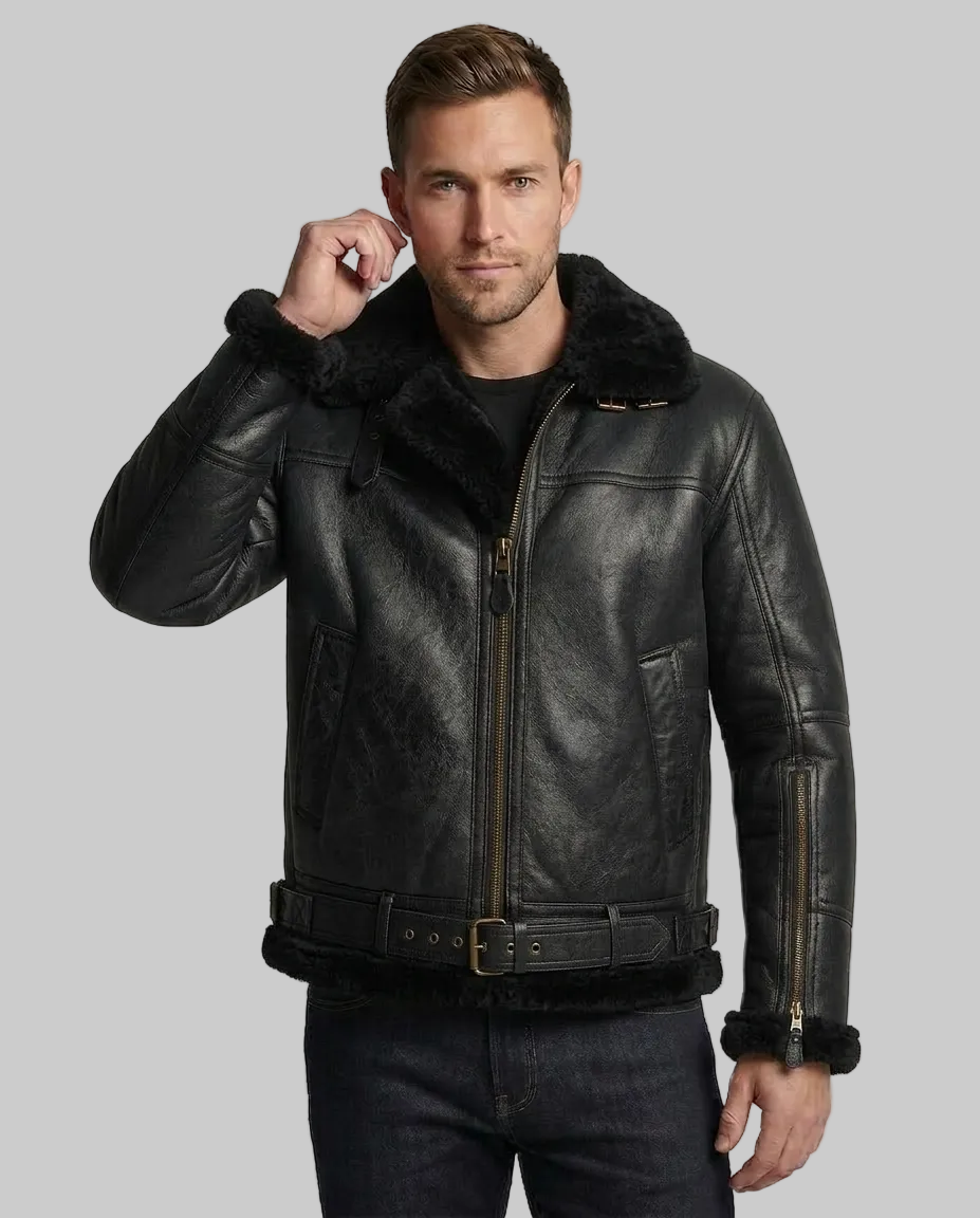 Veste bomber en peau de mouton douce