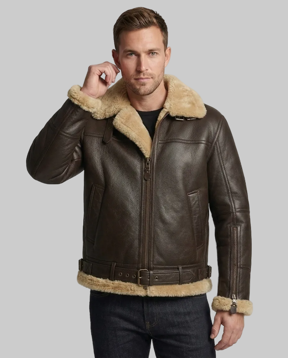 Veste bomber en peau de mouton douce