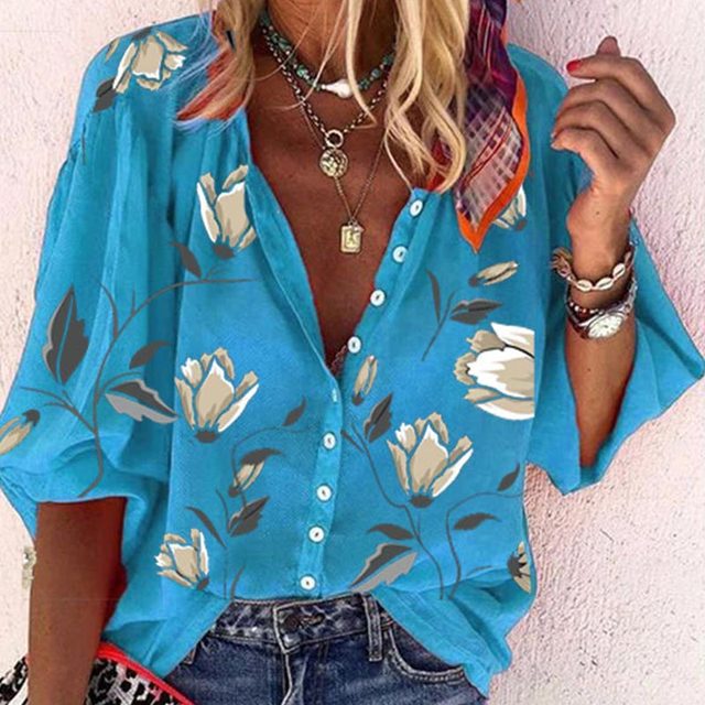 Levoire | Chemise À Motifs Joyeux Pour Femmes Alana Bleu