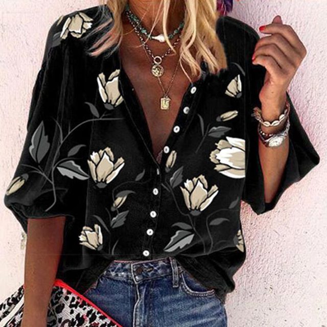 Levoire | Chemise À Motifs Joyeux Pour Femmes Alana Noir