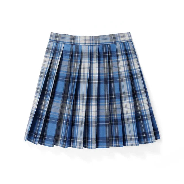 Levoire | Jupe Courte Taille Haute À Carreaux Bleu