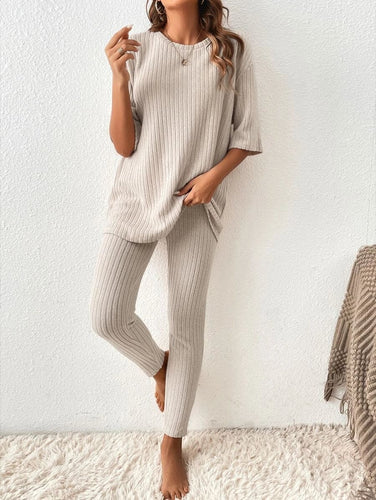 Levoire | Leggings À Manches Courtes En Tricot Ensemble De Loungewear Pour Femmes