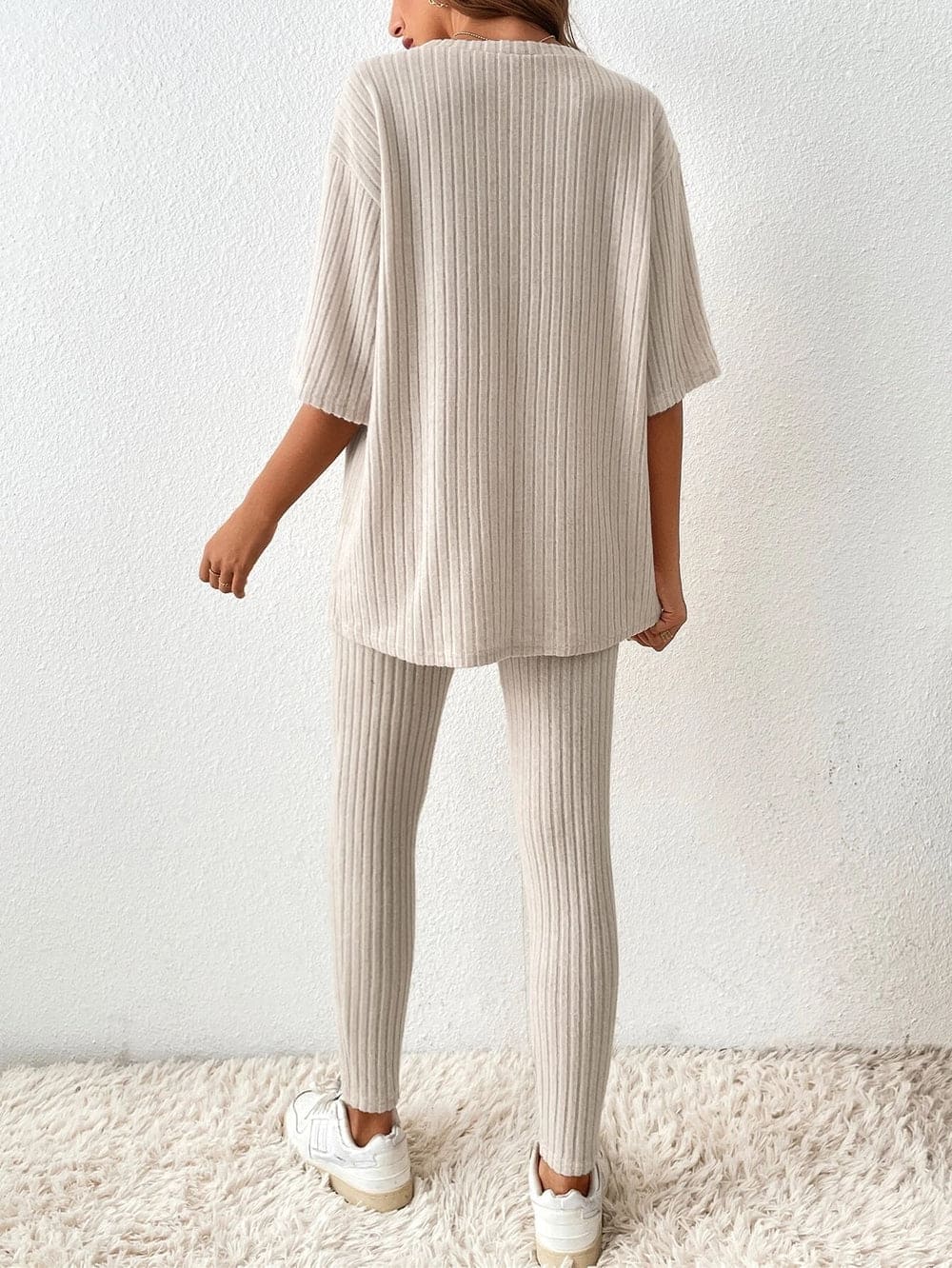 Levoire | Leggings À Manches Courtes En Tricot Ensemble De Loungewear Pour Femmes