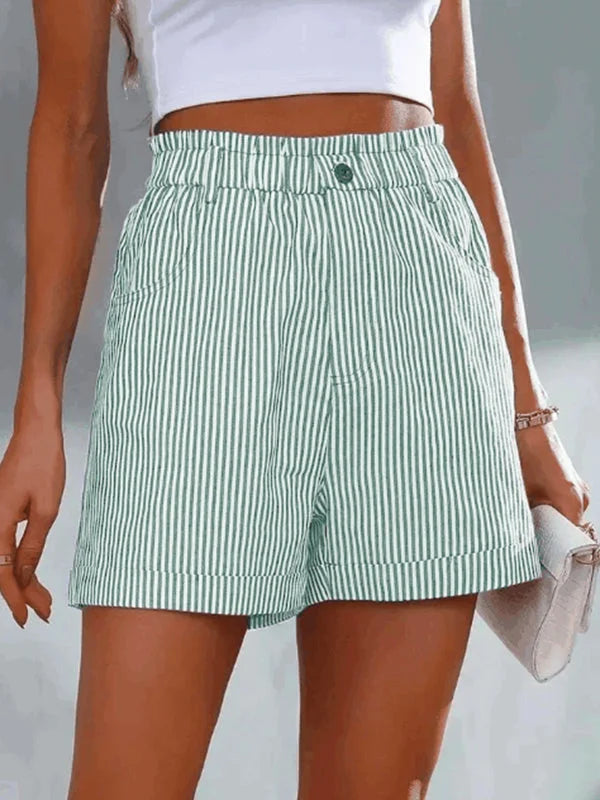 Levoire | Shorts Taille Haute Ceinture Élastique Mini Shorts Femme Shorts Vert