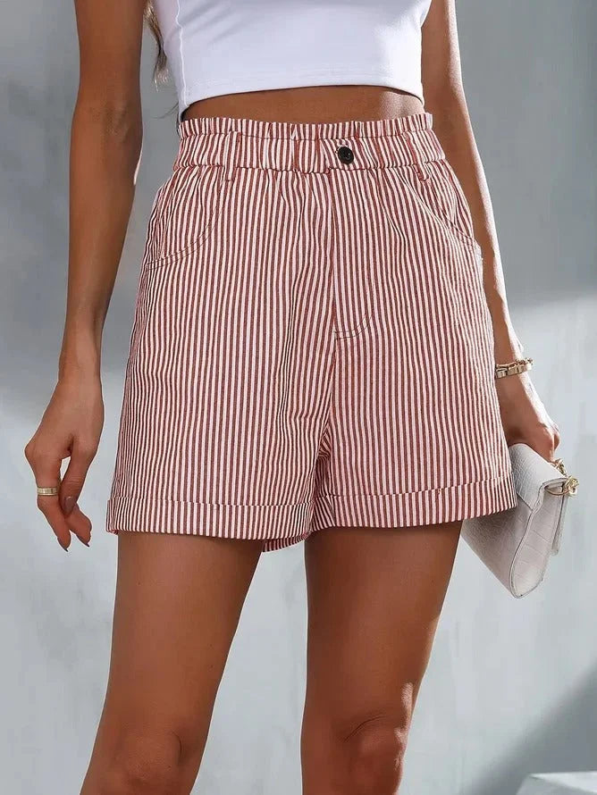 Levoire | Shorts Taille Haute Ceinture Élastique Mini Shorts Femme Shorts Rot