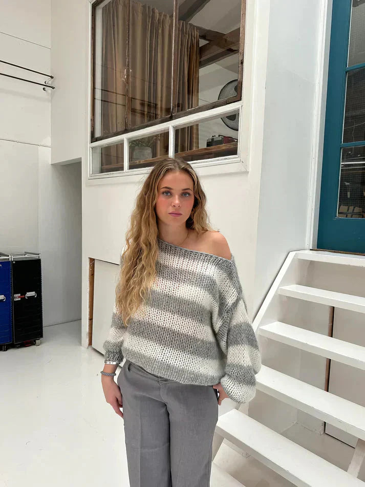 Levoire | Pull Surchauffé À Mailles Grossières Pull Femme Tricoté Gris