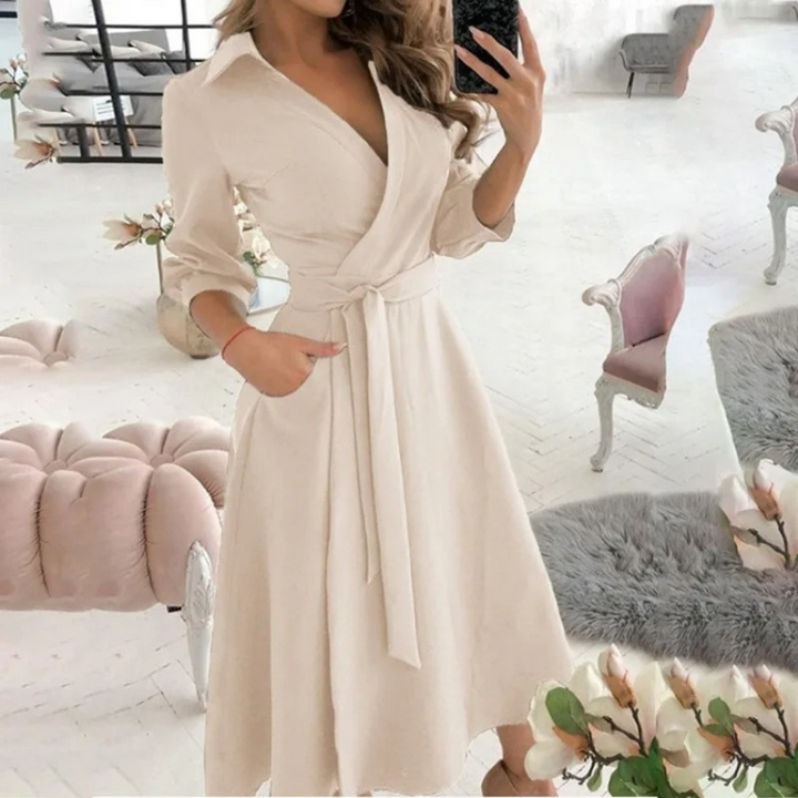 Levoire | Robe Blouse Confortable À Col Revers Rembourré Brun clair