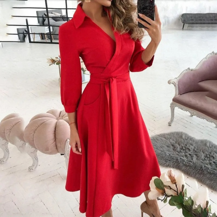 Levoire | Robe Blouse Confortable À Col Revers Rembourré Rot