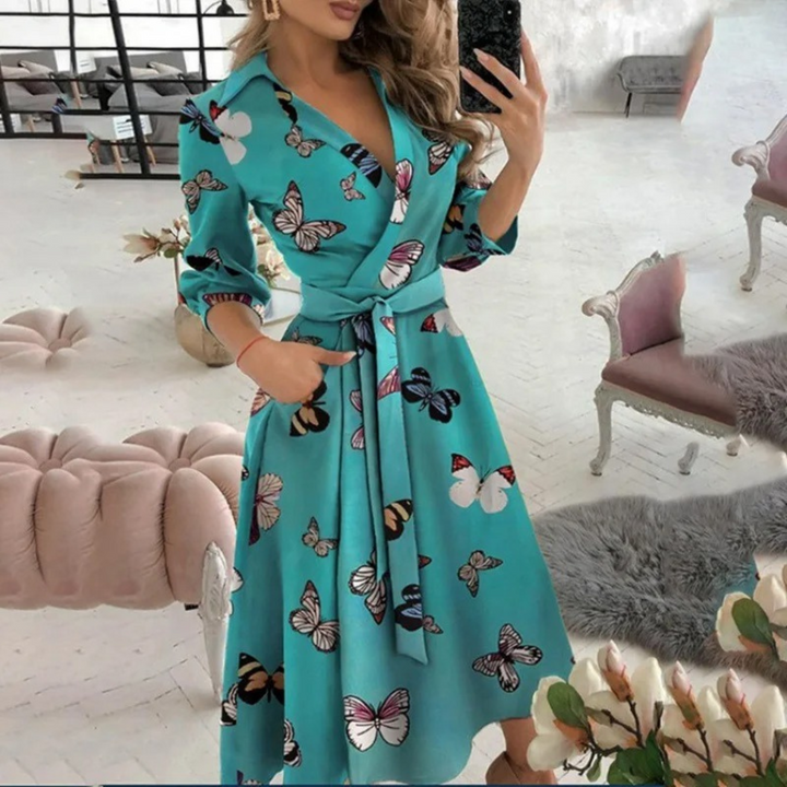 Levoire | Robe Blouse Confortable À Col Revers Rembourré Bleu-brun