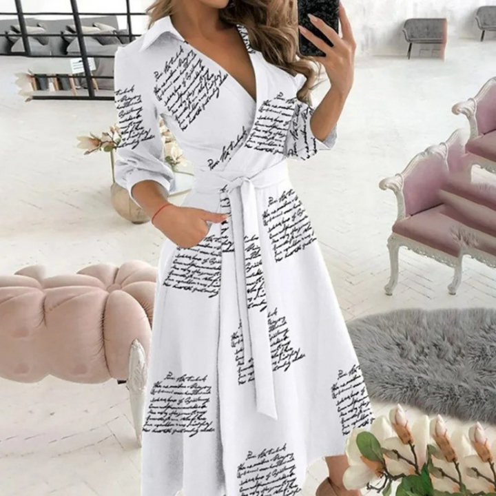 Levoire | Robe Blouse Confortable À Col Revers Rembourré Blanc-Noir