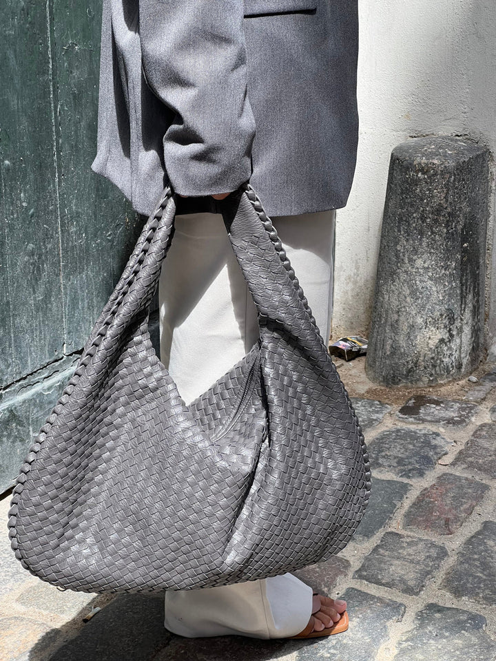 Levoire | Sac À Bandoulière En Cuir Vegan Avec Fermeture Éclair Gris