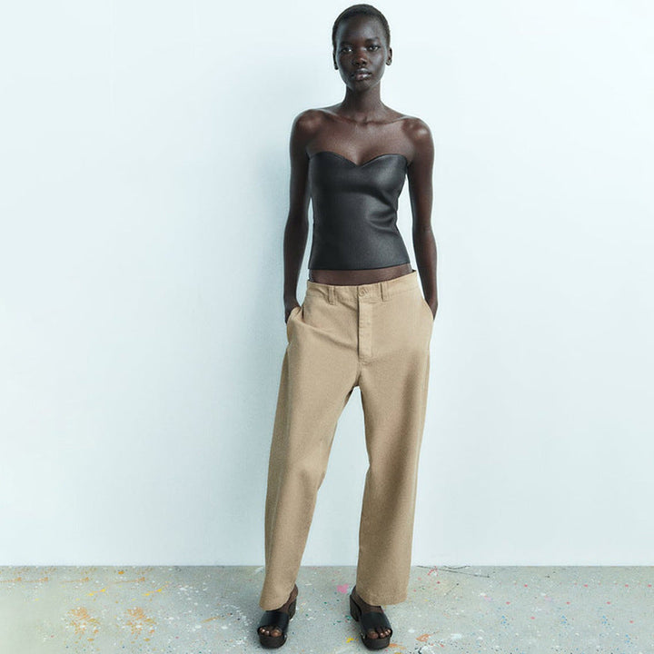 Levoire | Top Brillant Bandeau Sans Bretelles Top Tube Top Noir