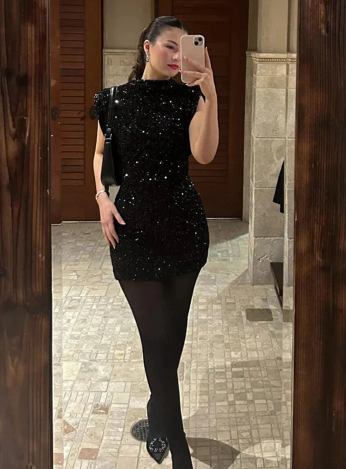 Levoire | Robe Sequins Sans Manches Mini Robe De Fête