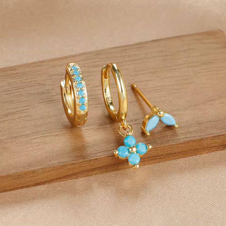 Levoire | Ensemble De Boucles D'Oreilles Luxe Pour Femmes Or Bleu 20 mm