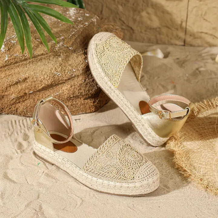 Levoire | Sandales Plates Confortables Avec Lanières Et Boucles Khaki