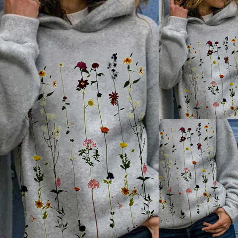 Levoire | Sweat à Capuche Confortable à Imprimé Floral à Manches Longues
