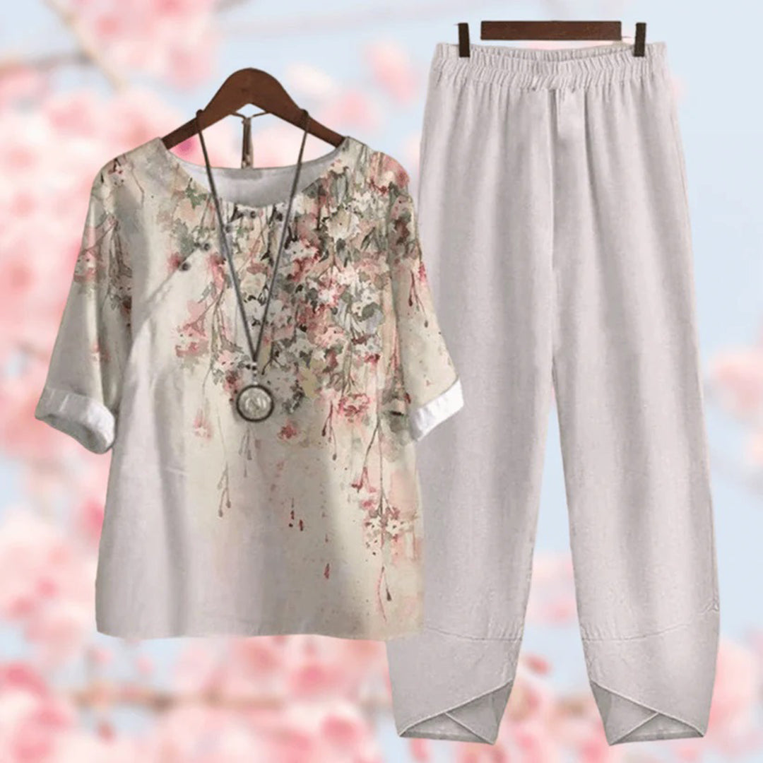 Levoire | Collection de vin à motif floral ensemble deux pièces Gris