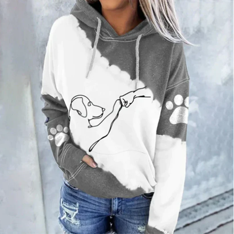 Levoire | Sweat À Capuche Tendance Avec Imprimé Chien Gris
