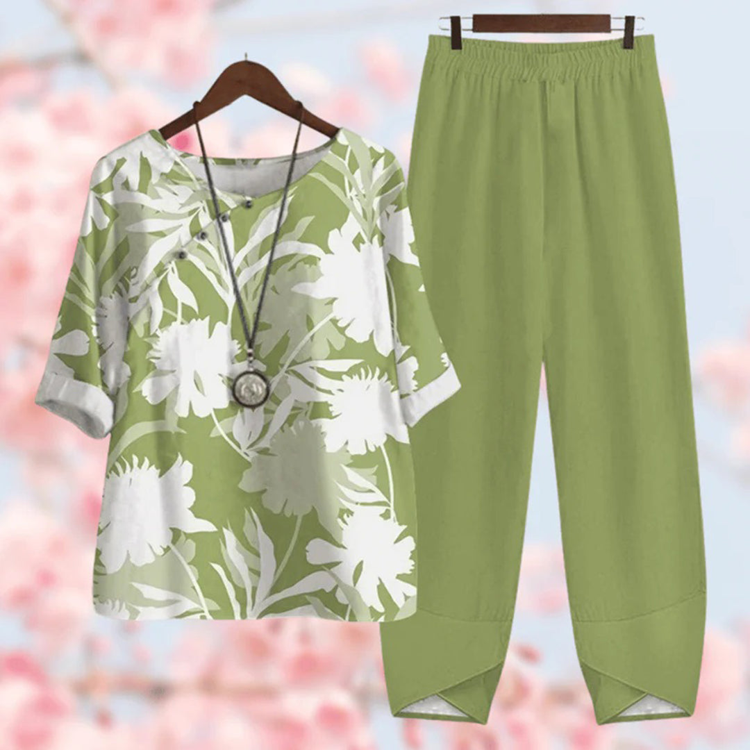 Levoire | Collection de vin à motif floral ensemble deux pièces Vert