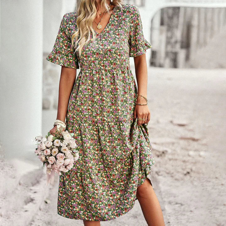 Levoire | Robe D'Été À Fleurs Vert