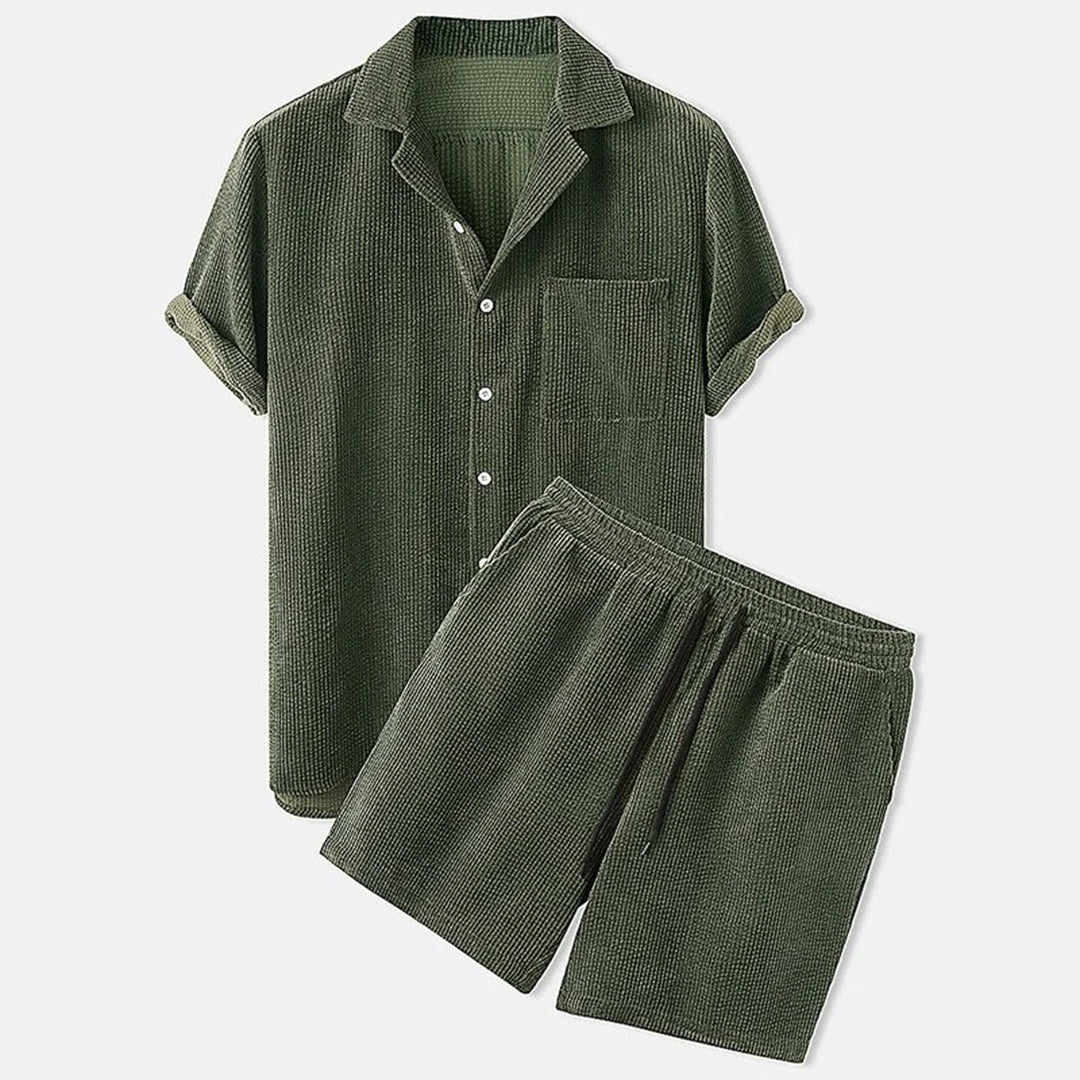Levoire | Été Ensemble Deux Pièces Élégant Ensembles Court Vert olive