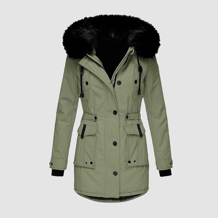 Levoire - Veste d'hiver imperméable avec capuche pour femmes Vert