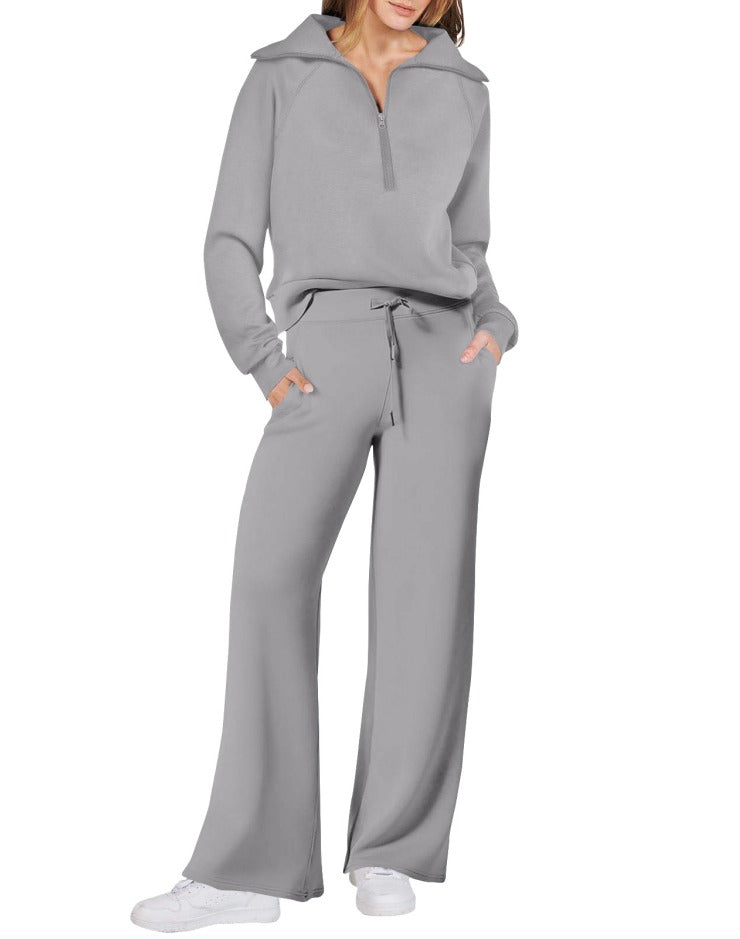 Levoire | Chic Manches Longues Doux Ensemble De Loungewear Gris