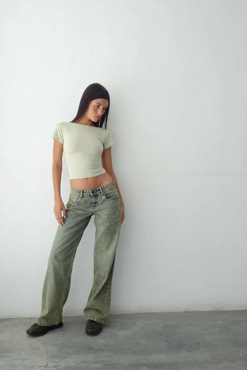 Levoire | Taille Basse Jeans Gris Jaune froid