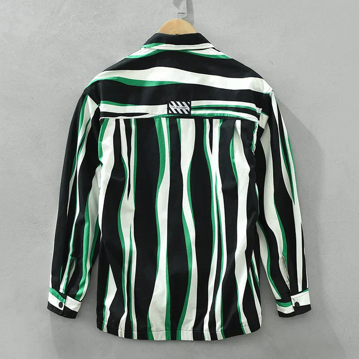 Levoire | Chemise À Rayures Vertes Elegant Hommes