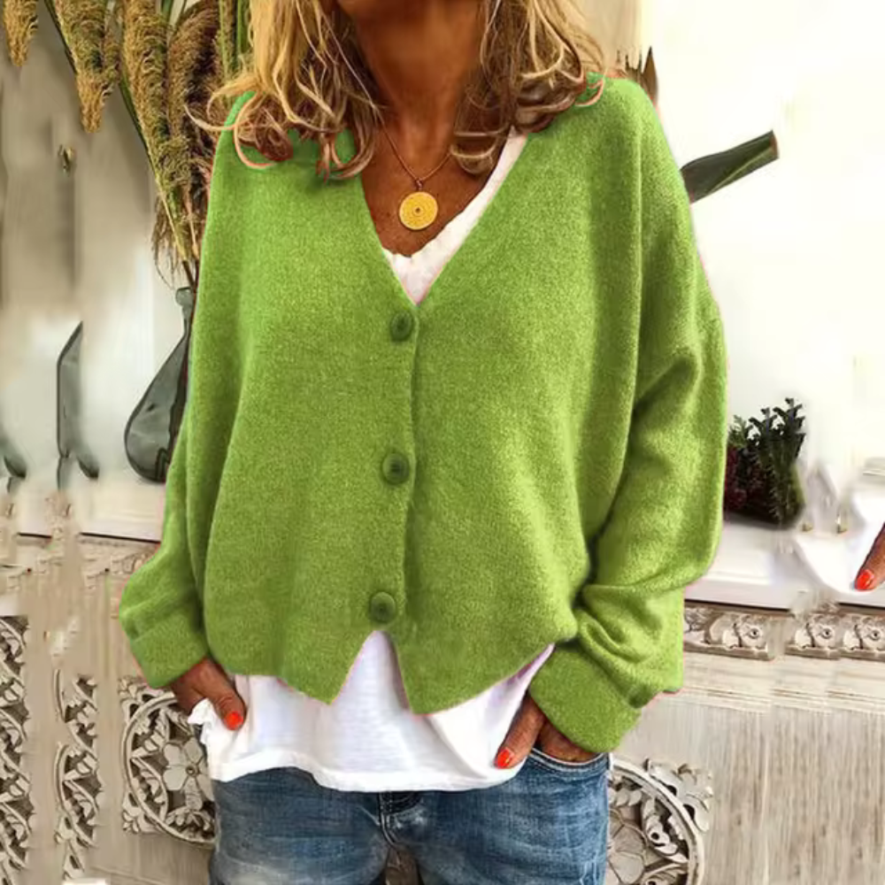 Levoire | Veste En Tricot Confortable Avec Boutons Classiques Vert