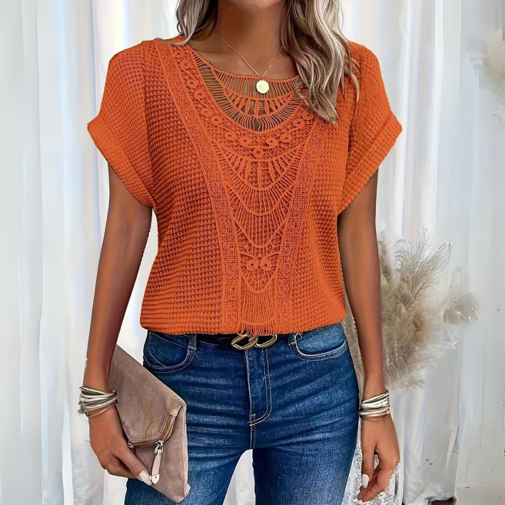 Levoire | Top En Dentelle Chic Et Élégant Orange