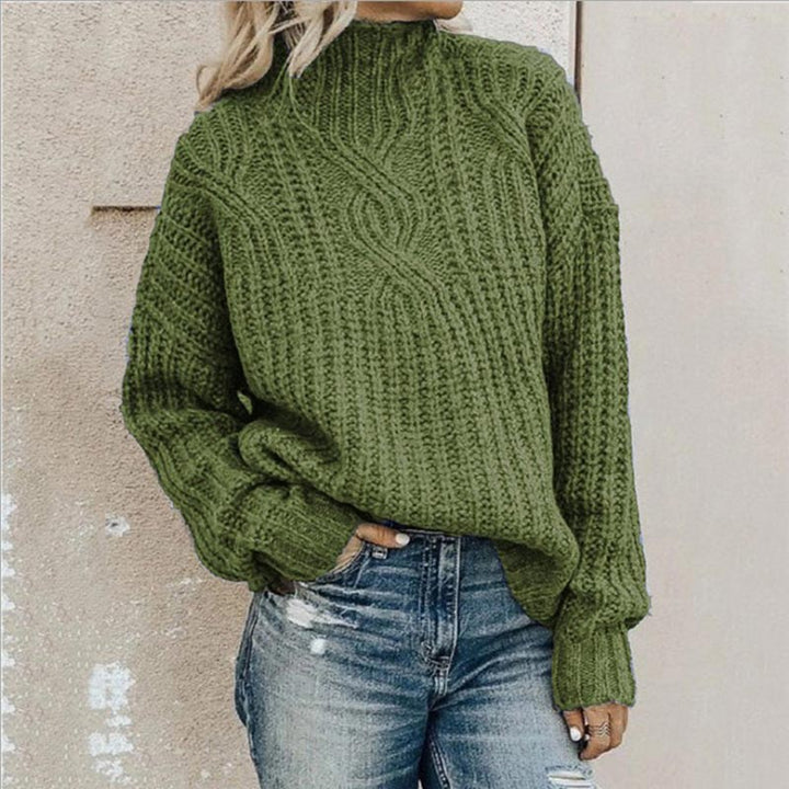 Levoire | Pull À Col Roulé Confortable Avec Tresses Vert