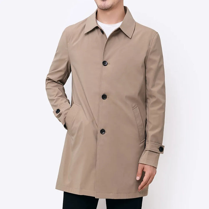 Levoire | Premium Décontracté Long Manteau De Transition Pour Hommes Khaki