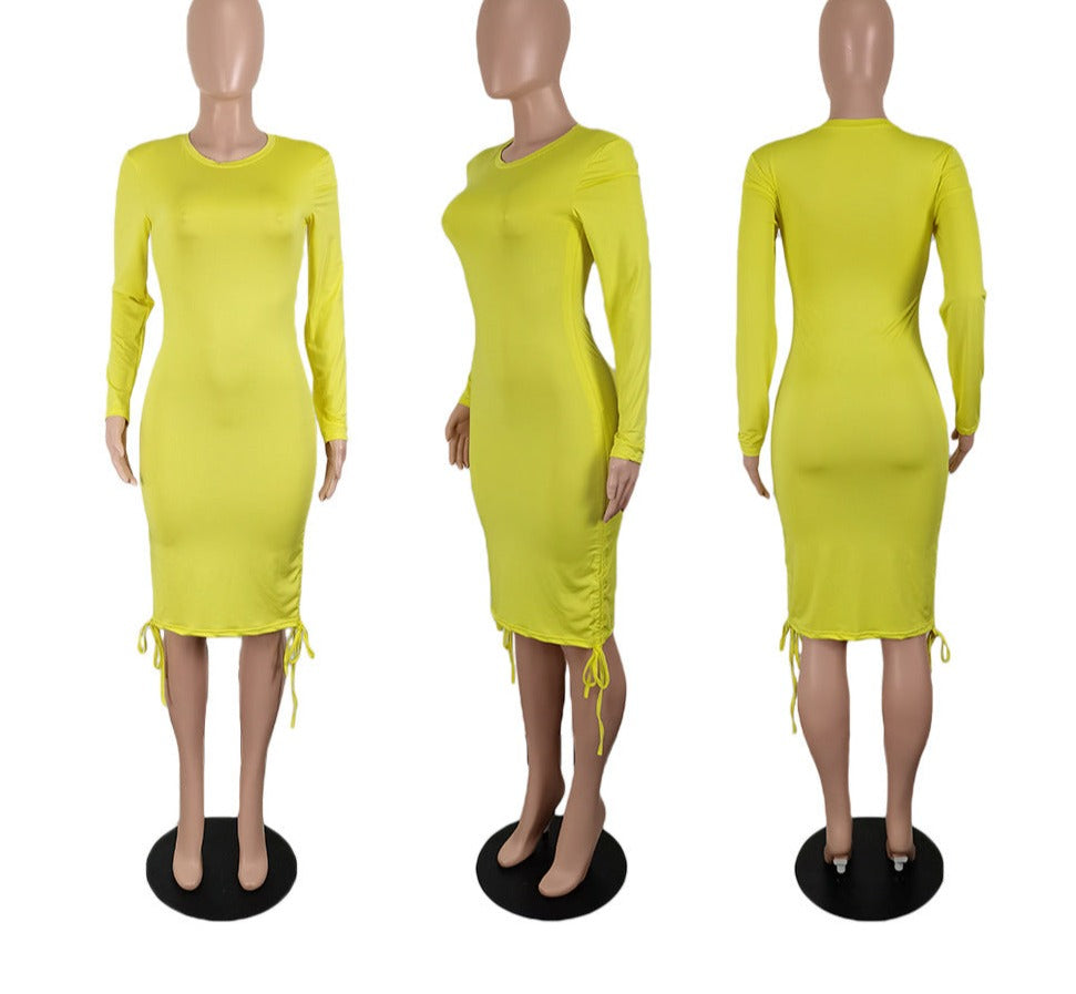 Levoire | Robe Midi Bodycon Extensible Froncée Rapide