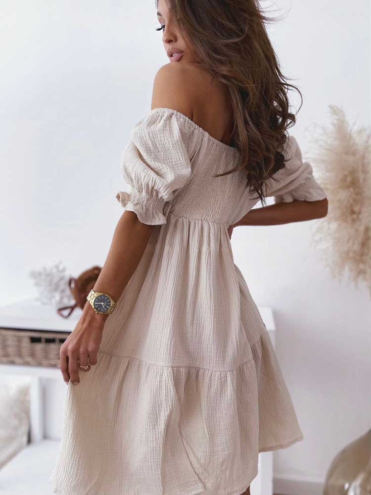 Levoire | Robe Mini Dos Nu Manches Bouffantes Fête Plage